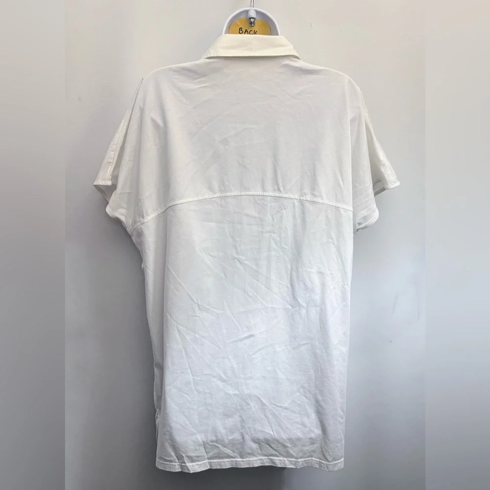 COS A-Line Mini Shirt Dress Women M White Minimalist 1/4 Button Up Cotton Summer - Picture 4 of 14